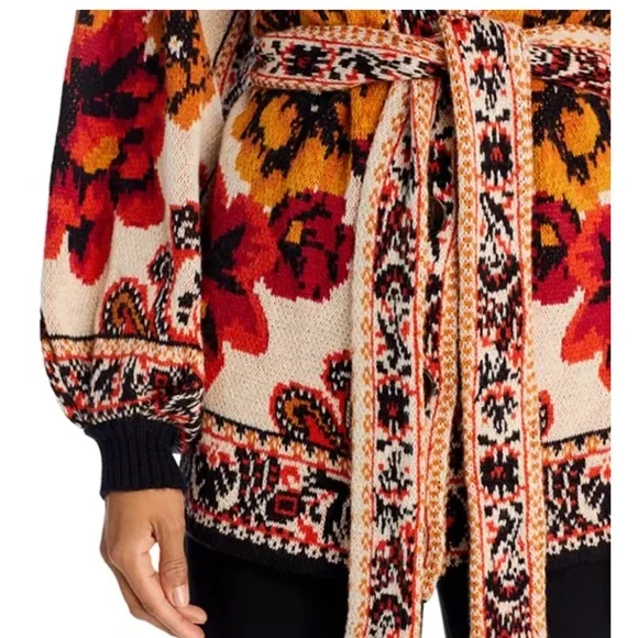 FARM Rio Red & Black Floral Tapestry Cardigan XXS - Picture 5 of 8